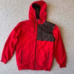 Red and Black Fleece Lined Hooded Jacket